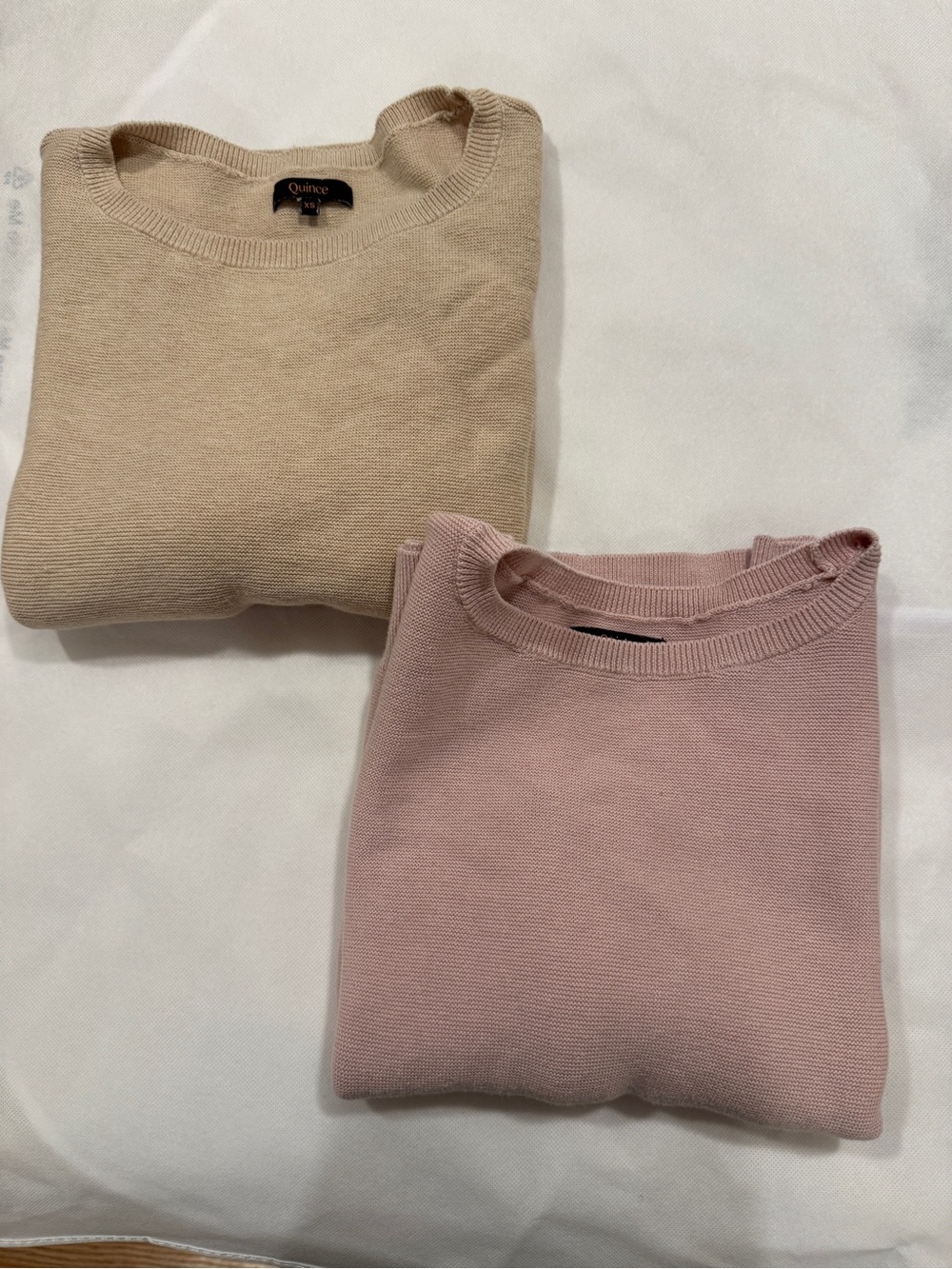 Two Quince Lightweight Cotton Cashmere Link-Stitch Dolman Sweaters Size XS